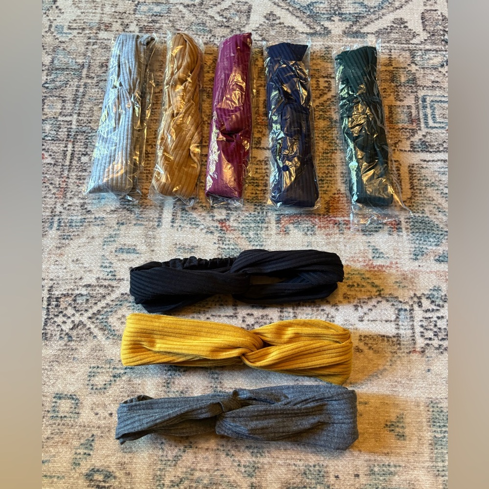 Ribbed stretchy headband bundle